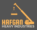 A modernized logo for Hafgan Heavy Industries, with a symbol of a heavy-lift crane