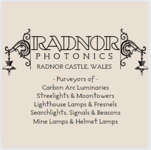 Logo for the Radnor Photonics company, in the shape of a vintage lamp